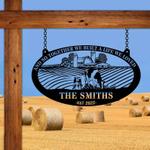 personalized dairy cow and calf eating cattle farm decor metal sign gift for farmer 0