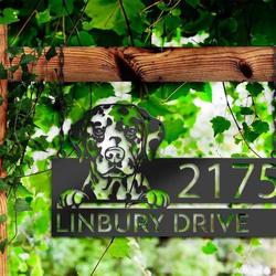 personalized dalmatian dog cute puppy address sign house number plaque custom metal sign 1
