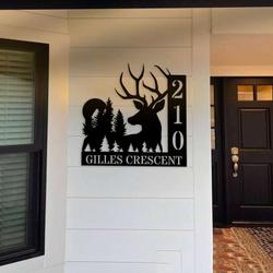 personalized deer address sign house deer lover number plaque custom metal sign 1
