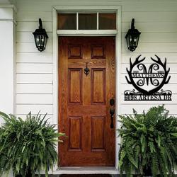 personalized deer antler address sign house number plaque custom metal sign 1