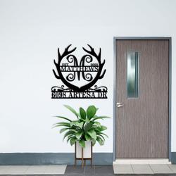 personalized deer antler address sign house number plaque custom metal sign 2