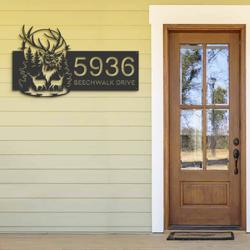 personalized deer buck forest scene address sign custom metal signs 1
