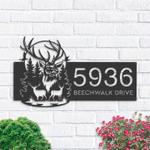 personalized deer buck forest scene address sign house number plaque custom metal sign 0