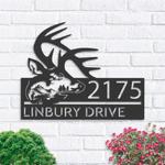 personalized deer buck head mountain scene wild life address sign house number plaque custom metal sign 0