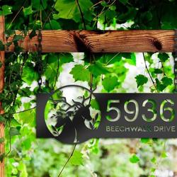 personalized deer couple flowe forest address sign house number plaque custom metal sign 1