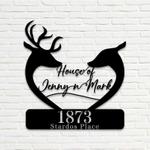 personalized deer couple heart shape address sign house number plaque custom metal sign 0