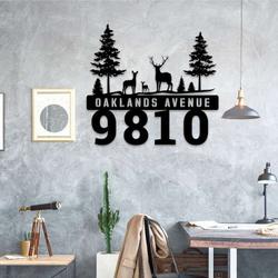personalized deer family forest address sign house number plaque custom metal sign 2