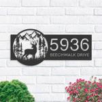 personalized deer forest scene wild life address sign house number plaque custom metal sign 0