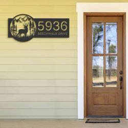 personalized deer forest scene wild life address sign house number plaque custom metal sign 2