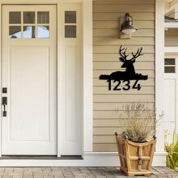 personalized deer house number sign metal address signs home decor outdoor 3