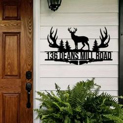 personalized deer hunting address sign house number plaque custom metal sign 1