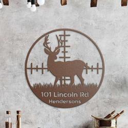 personalized deer hunting address sign hunting camp cottage cabin house number plaque custom metal sign outdoorsman gift for him 2
