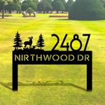 personalized deer hunting address sign mid century modern house number plaque custom metal sign 0