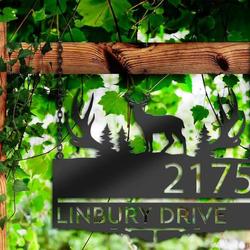 personalized deer hunting gun forest address sign house number plaque custom metal sign 1