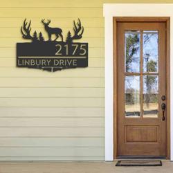 personalized deer hunting gun forest address sign house number plaque custom metal sign 2