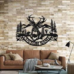 personalized deer hunting mountain cabin custom metal sign 1