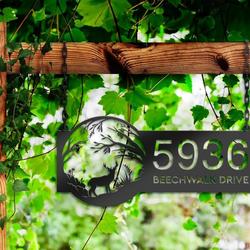 personalized deer in woodland address sign custom metal signs 1