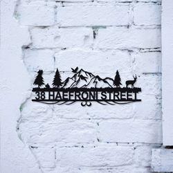 personalized deer mountain forest address sign house number plaque custom metal sign 1