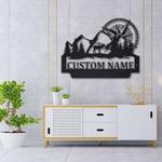 personalized deer mountain forest wall art compass hill tree adventure custom metal sign 0