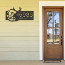 personalized deer mountain wild scene address sign custom metal signs 1