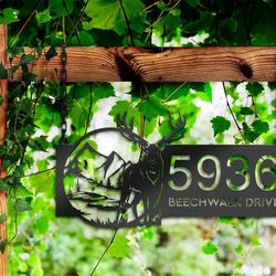 personalized deer mountain wild scene address sign custom metal signs 2