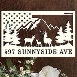 personalized deer scene hunting camp sign address sign house number plaque custom metal sign 1