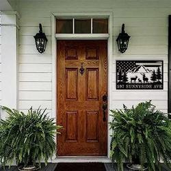 personalized deer scene hunting camp sign address sign house number plaque custom metal sign 2