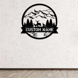 personalized deer sign moutain and deer custom metal sign hunter gifts hunting gifts for dad wildlife decor 1