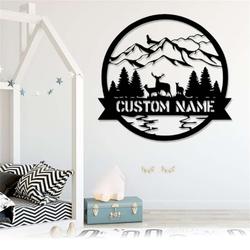 personalized deer sign moutain and deer custom metal sign hunter gifts hunting gifts for dad wildlife decor 2