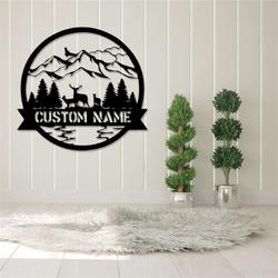 personalized deer sign moutain and deer custom metal sign hunter gifts hunting gifts for dad wildlife decor 3