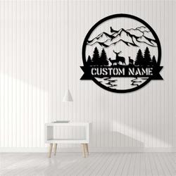 personalized deer sign moutain and deer custom metal sign hunter gifts hunting gifts for dad wildlife decor 5