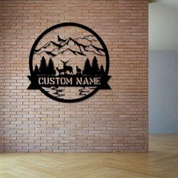 personalized deer sign moutain and deer custom metal sign hunter gifts hunting gifts for dad wildlife decor 6