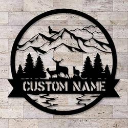 personalized deer sign moutain and deer custom metal sign hunter gifts hunting gifts for dad wildlife decor 7