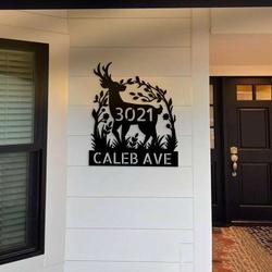 personalized deer sping forest address sign deer house number plaque custom metal sign 1