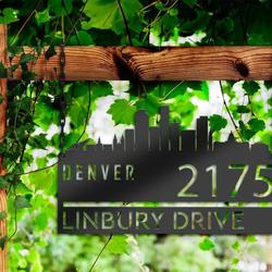personalized denver city skyline metal address sign house number plaque realtor closing gift custom metal sign 2