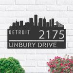 personalized detroit city skyline metal address sign house number plaque realtor closing gift custom metal sign 0