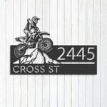 personalized dirtbike motocross rider mountain climbing address sign house number plaque custom metal sign 0