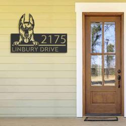 personalized doberman dog cute puppy address sign house number plaque custom metal sign 2