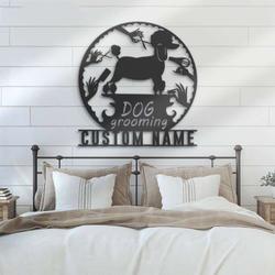 personalized dog grooming hair salon sign groomer name sign home decor pet barber shop decor gift 1