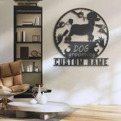 personalized dog grooming hair salon sign groomer name sign home decor pet barber shop decor gift 3