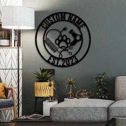 personalized dog grooming sign groomer name sign pet grooming wall decor pet barber shop sign gift 3