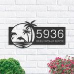 personalized dolphins palm trees beach house address sign house number plaque custom metal sign 0