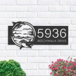 personalized dolphins sea life animals address sign house number plaque custom metal sign 1