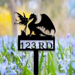 personalized dragon garden fairy address sign house number plaque custom metal sign 1