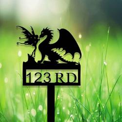 personalized dragon garden fairy address sign house number plaque custom metal sign 3