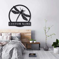 personalized dragonfly monogram metal sign decor for bedroom 1