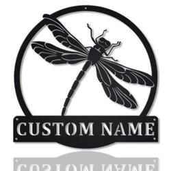 personalized dragonfly monogram metal sign decor for bedroom 2