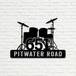 personalized drummer address sign drum player music band house number plaque custom metal sign 0