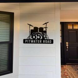 personalized drummer address sign drum player music band house number plaque custom metal sign 1