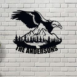 personalized eagle over mountain sign wildlife address sign patriotic decor custom metal sign 1
